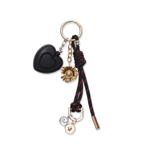 Fashion Jewelry Heart Shape Personal Safety Alarm Keychain Sunflower Tassel Pendant Portable Emergency Bag Charm for Women
