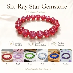 Fashion Jewelry Hexagonal Star Red Ruby Bracelet 14 22mm Size Gemstone Bracelet