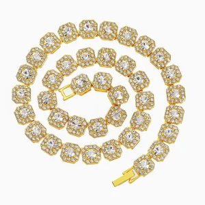 Fashion Jewelry Hip Hop Plated 18k Gold Men Women 13MM Square Cuban Link Chain Choker Necklace