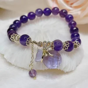 Fashion Jewelry Letter Design Healing Crystal Energy Stone Adjustable Gemstone Bracelets Natural Amethyst Bracelet