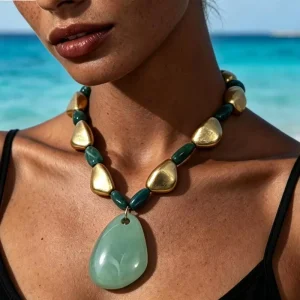 Fashion Jewelry Luxury Trend Irregular Geometric Pendant Necklace Irregular Minimalist Women’s Resin Water Drop Necklaces