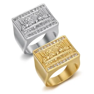 Fashion Jewelry Man Ring Hip Hop Style Unique Zirconia Stainless Steel Fashion Rings Trendy Diamond Designed Mens Finger Rings