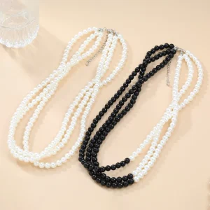 Fashion Jewelry Multi Layered Pearl Necklace Elegant Banquet Bride Accessory Necklace Women Handmade Pearl Choker Necklaces