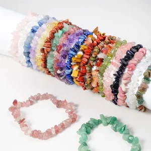 Fashion Jewelry Natural Crystal Gemstone Elastic Bracelet Irregular Crystal Chips