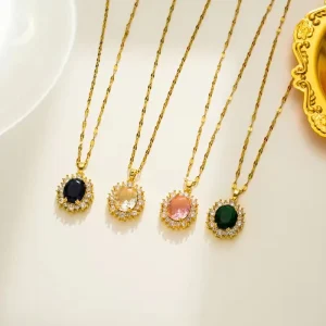 Fashion Jewelry Necklace 18k Gold Plated Stainless Steel Heart Pendant Jewelry for Women
