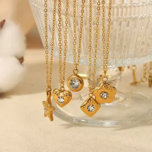 Fashion Jewelry Necklaces 18K Gold Plated Waterproof Stainless Steel Star Charm Necklace