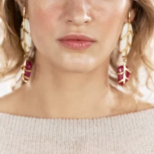 Fashion Jewelry New Colorful Acrylic Stone Plant Leaf shaped Earrings for Women Resin Colorful Dangle Leaves Earrings WOmen