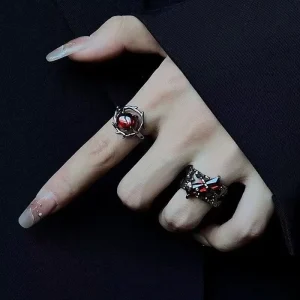 Fashion Jewelry Open Rings Retro Red Geometric Rings for Women