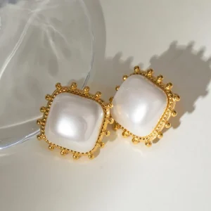 Fashion Jewelry Pearl Earrings Set for Women Custom Gold Plated Pearl Jewelry