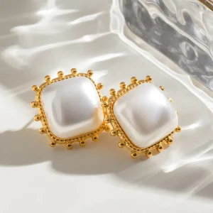 Fashion Jewelry Pearl Earrings Set for Women Custom Gold Plated Pearl Jewelry