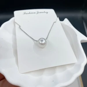 Fashion Jewelry Pearl Necklace 11mm White Button Pearl Copper Plated Gold Chain