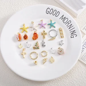 Fashion Jewelry Pendants Charms DIY Brass Jewelry Accessories Stars Starfish Food Dessert Heart Pendant Charms