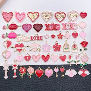 Fashion Jewelry Pendants Charms Gold Plated Enamel Charms Set for Bracelets Necklace Jewelry Making with Air Hooks