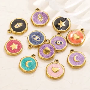 Fashion Jewelry Pendants Stainless Steel Charms for Bracelets Enamel DIY Necklace Accessories Pendants for Necklace
