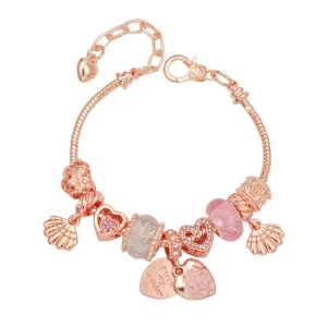 Fashion Jewelry Pendants Zinc Alloy Enamel Charms Heart Beads DIY Bracelets for Women