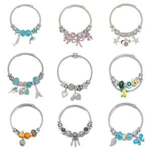 Fashion Jewelry Pendants Zinc Alloy Enamel Charms Heart Beads DIY Bracelets for Women Girl Gift
