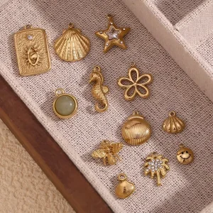 Fashion Jewelry Pendants Zircon Gold Plated Jewelry Accessories Stainless Steel Charm for Jewelry Making