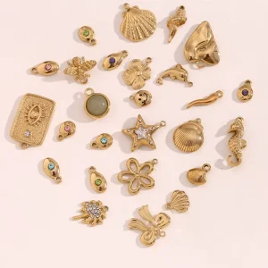 Fashion Jewelry Pendants Zircon Gold Plated Jewelry Accessories Stainless Steel Charm for Women Jewelry Making