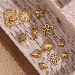 Fashion Jewelry Pendants Zircon Gold Plated Stainless Steel Charm for Jewelry Making