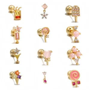 Fashion Jewelry Piercing Earring 18K Real Gold Plated Hypoallergenic Vintage Cute Drop Studs Earring for Women