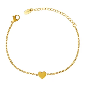 Fashion Jewelry Popular Trendy Style Stainless Steel Heart Shape Gold Plated Women Jewelry Chain Charm Bracelets