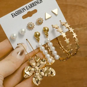 Fashion Jewelry Punk Pearl Dangle Drop Earring Popular Customized Diamond Earrings Sets for Women Multiple Piercings Jewelry