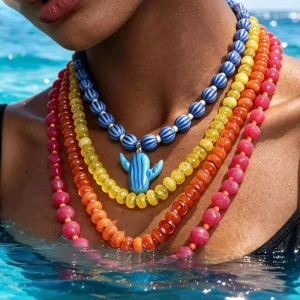 Fashion Jewelry Retro Color Bead Multi Layer Stacked Necklace Summer Women’s Accessories Beaded Necklaces for Women