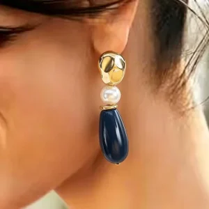 Fashion Jewelry Retro Resin Pearl Long Statement Earrings Women Water Drop Charm Pendant Earring