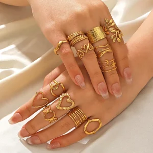 Fashion Jewelry Ring Irregular Stainless Steel Heart Opening Adjustable Ring Jewelry Women