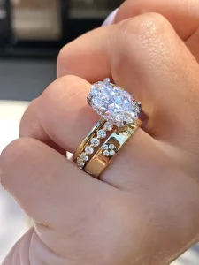 Fashion Jewelry Rings 10K 14K 18K Yellow Gold 925 Silver Ring Custom Oval Cut Lab Grown Diamonds Ring Stacking Rings Women