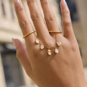 Fashion Jewelry Rings 18K PVD Gold Plated Stainless Steel Ring Zircon Rings for Women