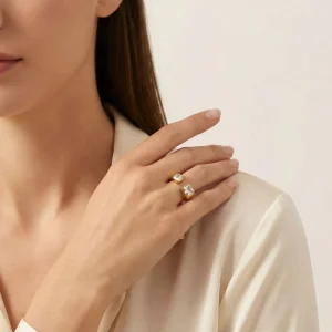 Fashion Jewelry Rings Creative Vintage Square Zircon Open Ring Women