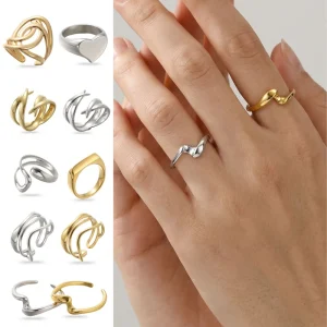 Fashion Jewelry Rings Customizable Statement Ring Styles Made With Stainless Steel Materials and Adjustable Open Ring Structure