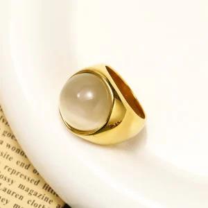Fashion Jewelry Rings Gold Plated Stainless Steel Hip Hop Ring for Women
