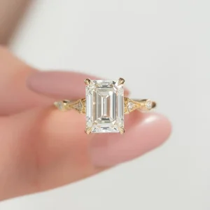 Fashion Jewelry Rings IGI Certified Fine Rings Women 18K 14K 10K Gold Lab Grown Diamonds Emerald Cut Engagement Ring