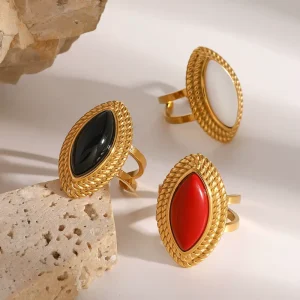 Fashion Jewelry Rings Women Accessories 18K Gold Plated Titanium Stainless Steel Chunky Rings