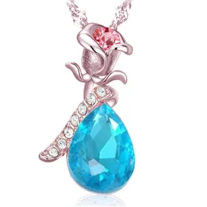 Fashion Jewelry Rose Angel Tear Crystal Necklace Party Jewelry Accessories