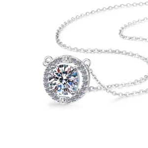 Fashion Jewelry Round Cut Pendant S925 Sterling Silver 1&2CT VVs1 Diamond Moissanite Women’s Pendant Necklace