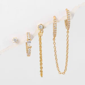 Fashion Jewelry Round Zircon Earrings Set 18K Gold Plated Brass Earrings High End Fringe Earrings for Women