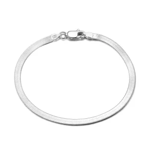 Fashion Jewelry S925 Sterling Silver Bracelet 3mm Blade Flat Snake Bone Bracelet
