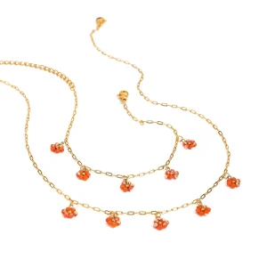 Fashion Jewelry Set 18K Gold Plated Stainless Steel Jewelry Flower Crystal Pendant Necklace Bracelet Suit