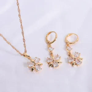 Fashion Jewelry Set 18k Gold Plated 2in1 3in1 Earrings Necklace Bracelets Jewelry Sets for Women