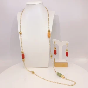 Fashion Jewelry Set Alloy Gold Plating Long Sweater Chain Earrings Set