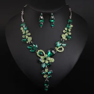Fashion Jewelry Set Bride Luxury Crystal Women Necklace Earring Jewelry Set
