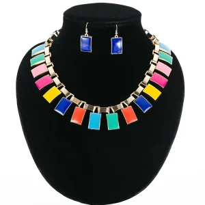 Fashion Jewelry Set Crystal Pendant Sweater Chain Long Ethnic Style Crystal Necklace Earrings N194