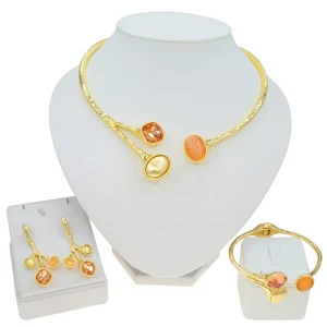 Fashion Jewelry Set Elegant Design Dubai Jewelry Set Necklace Earrings