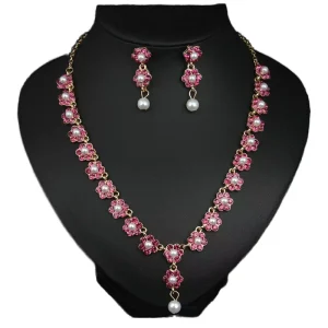 Fashion Jewelry Set Elegant Pearl Necklace Earrings Bracelet Ring Combo Stylish Jewelry Set