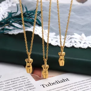 Fashion Jewelry Set Female Form Sculpture Body Necklace Hoop Earrings Face Necklace Figure Necklace Gold Goddess Western Jewelry