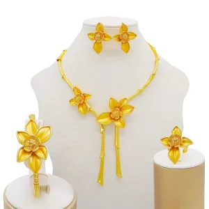 Fashion Jewelry Set Gold Plated Necklace Bracelet Earring Sets for Women
