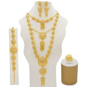 Fashion Jewelry Set Gold Plated Necklace Bracelet Earring Sets for Women BJ848